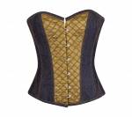 CorsetAttire Women’s Blue Denim & Alpine Yellow Satin Gothic Burlesque Bustier Waist Training Overbust Corset Costume