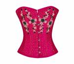 CorsetAttire Dark Pink Silk Handmade Sequins Gothic Burlesque Waist Training Bustier Overbust Corset Costume