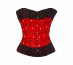 CorsetAttire Women’s Red Satin Black Handmade Sequins Gothic Burlesque Bustier Waist Training Overbust Corset Costume