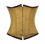 CorsetAttire Alpine Yellow Satin Fabric Front Open Busk Waist Cincher Women Underbust Corset