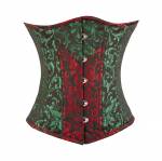 Women’s Red Green Black Brocade Gothic Burlesque Bustier Waist Training Underbust Corset Costume