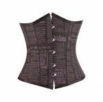 Cotton Black Newspaper Print Cotton Waist Cincher Underbust Corset