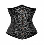 Women’s Black & Silver Brocade Gothic Waist Cincher Shape Wear Underbust Corset