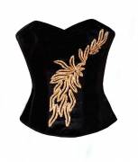 Black Satin Handmade Golden Sequin Gothic Overbust Corset Top Black Satin Handmade Golden Sequin Gothic Overbust Corset Top