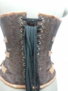 Brown Brocade Leather Gothic Steampunk Bustier Period Costume Waist Training Overbust Corset Top Brown Brocade Leather Gothic Steampunk Bustier Period Costume Waist Training Overbust Corset Top