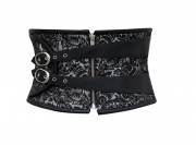 Black Brocade Leather Zipper Halloween Waist Cincher Underbust Body Shaper Corset Black Brocade Leather Zipper Halloween Waist Cincher Underbust Body Shaper Corset