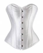 White Satin Gothic Bustier Waist Training Costume Overbust Corset Top White Satin Gothic Bustier Waist Training Costume Overbust Corset Top