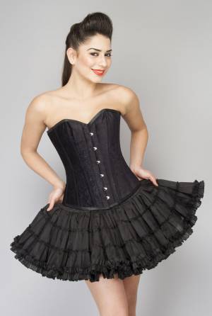 Black Velvet Overbust Top & Cotton Silk Tutu Skirt Women Corset Dress