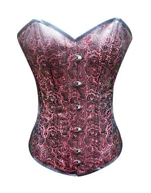 Women's Brown Brocade Front Busk Opening Gothic Overbust Corset Top