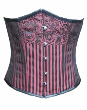 Black & Red Brocade Gothic Bustier Barlesque Underbust Corset Costume