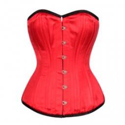 Women's Red Satin Double Steel Bone Gothic Bustier Waist Training Overbust Corset Costume