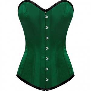 Green Satin Gothic Bustier Waist Training LONG Overbust Corset Costume