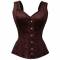 Brown Satin Shoulder Strap Gothic Bustier Waist Training Vintage Overbust Corset Costume